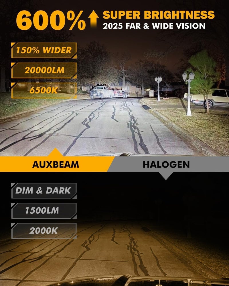 Auxbeam أضواء الضباب، ضوء لاسلكي للاستخدام في الطرق الوعرة أو ضوء ضباب، توصيل وتشغيل (9006) - Image 4